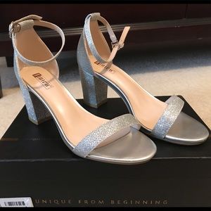 Glittery silver heels